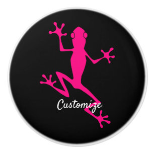 Bouton De Porte En Céramique Grenouille à arbre rose Thunder_Cove