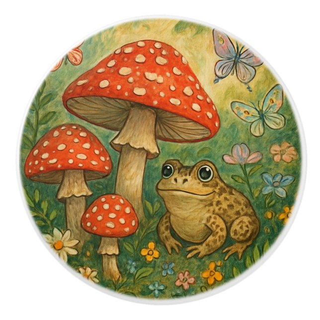 Bouton De Porte En Céramique Grenouille bébé (Devant)