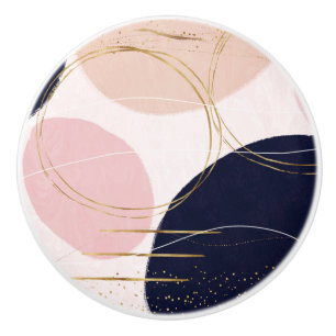 Bouton De Porte En Céramique Grèves et cercles d'or modernes Conception rose m