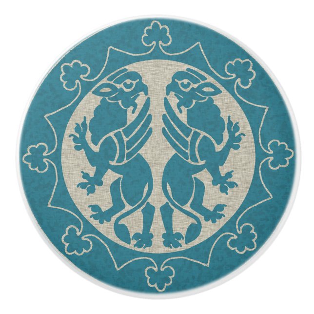 Bouton De Porte En Céramique Griffins médiévaux (Devant)