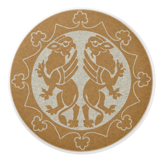 Bouton De Porte En Céramique Griffins médiévaux (Devant)