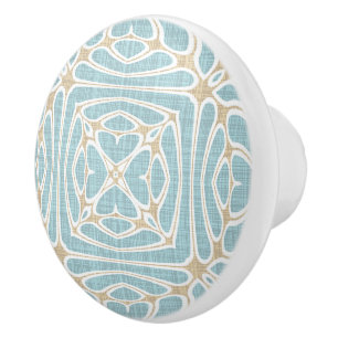 Bouton De Porte En Céramique Grige Seafoam Green Taupe Tribu ethnique Brown Art