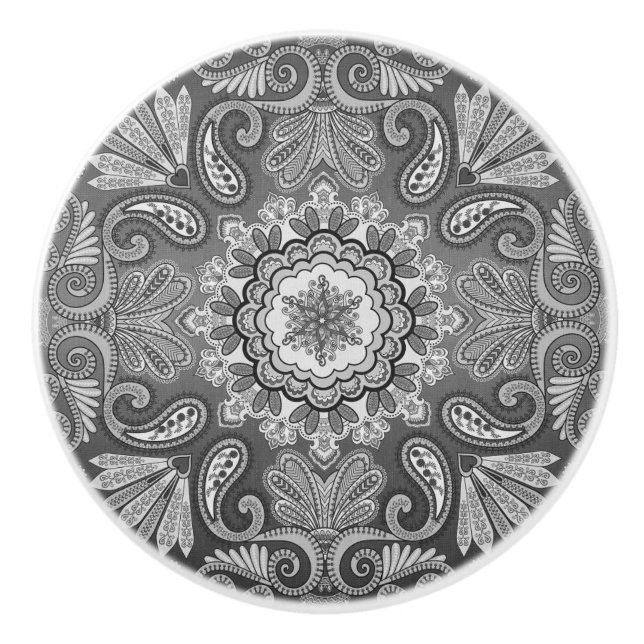 Bouton De Porte En Céramique Gris Bandana Motif Pays Ceramic Pull (Devant)
