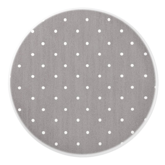 Bouton De Porte En Céramique Gris & Blanc Petits Points Modernes Chic (Devant)