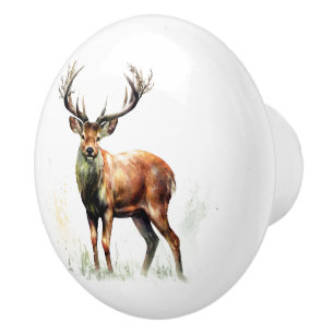 Bouton De Porte En Céramique Gros Cerf Raté
