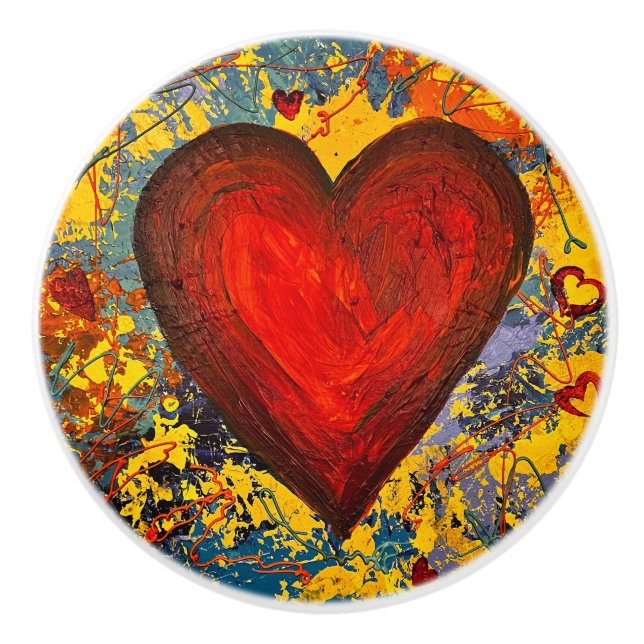 Bouton De Porte En Céramique Gros coeur en céramique Tirage (Devant)