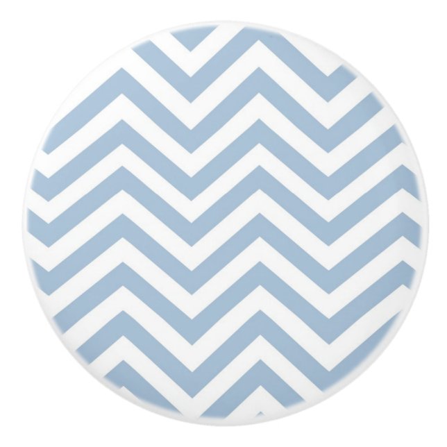 Bouton De Porte En Céramique Grunge bleu-clair Chevron texturisé (Devant)
