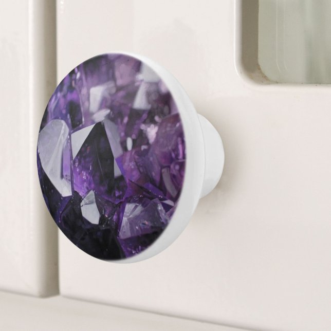 Bouton De Porte En Céramique guérison du quartz d'esprit améthyste violet holis (spirit quartz healing holistic purple amethyst ceramic knob)