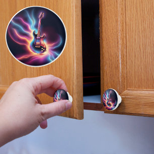 Bouton De Porte En Céramique Guitare électrique couleur vive