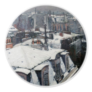 Bouton De Porte En Céramique Gustave Caillebotte - Toits sous la neige