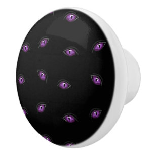 Bouton De Porte En Céramique Halloween, Yeux Violets, Trick Or Treat, Hou
