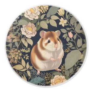 Bouton De Porte En Céramique Hamster Élégant Fleurs Inspirées de William Morris