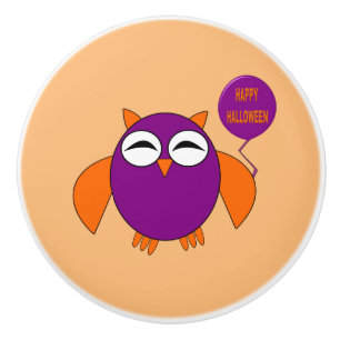 Bouton De Porte En Céramique Happy Halloween Party Owl Ceramic Knob