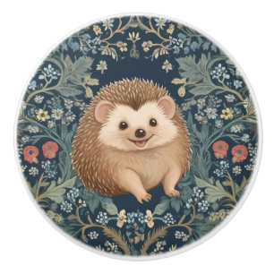 Bouton De Porte En Céramique Happy Hdgehog William Morris style Floral droit