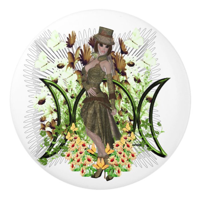 Bouton De Porte En Céramique Harmony Triple Moon Design (Devant)