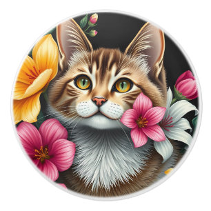 Bouton De Porte En Céramique Havre de chat botanique