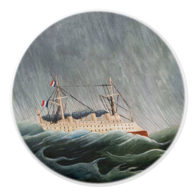 Bouton De Porte En Céramique Henri Rousseau - Le navire dans la tempête (Devant)