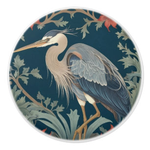 Bouton De Porte En Céramique Heron William Morris style mer de gauche Oiseau ma
