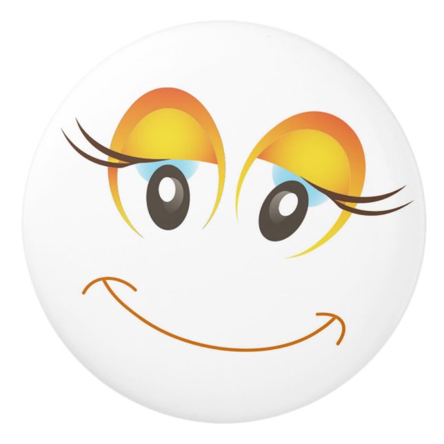 BOUTON DE PORTE EN CÉRAMIQUE HEUREUSE FILLE FACE (Devant)
