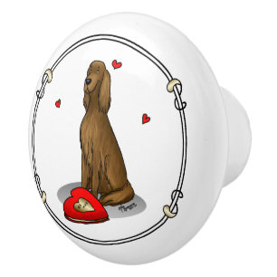 Bouton De Porte En Céramique Heureuse Sainte-Valentin Be Mine Irish Setter (rou