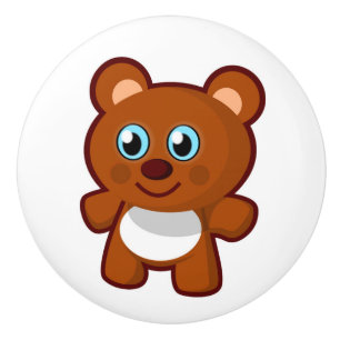 BOUTON DE PORTE EN CÉRAMIQUE HEUREUX TEDDY BEAR