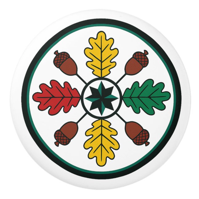 Bouton De Porte En Céramique Hex Sign Pennsylvania Dutch Oak Leaf Ceramic Knob (Devant)