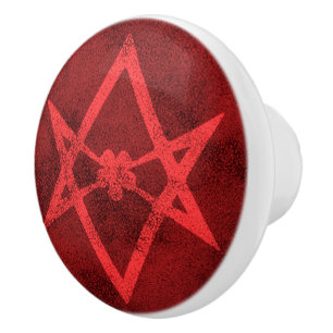 Bouton De Porte En Céramique Hexagram unicursale (rouge texturisé)