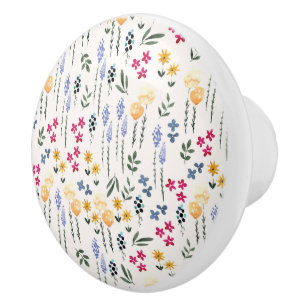 Bouton De Porte En Céramique Hibiscus Aquarelle Botanique Floraison Sans coutur
