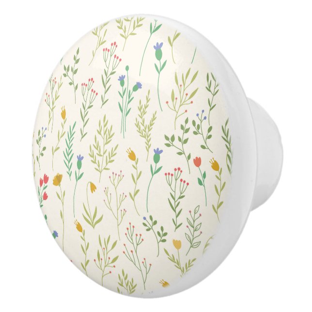 Bouton De Porte En Céramique Hibiscus Aquarelle Botanique Floraison transparent (Droite)