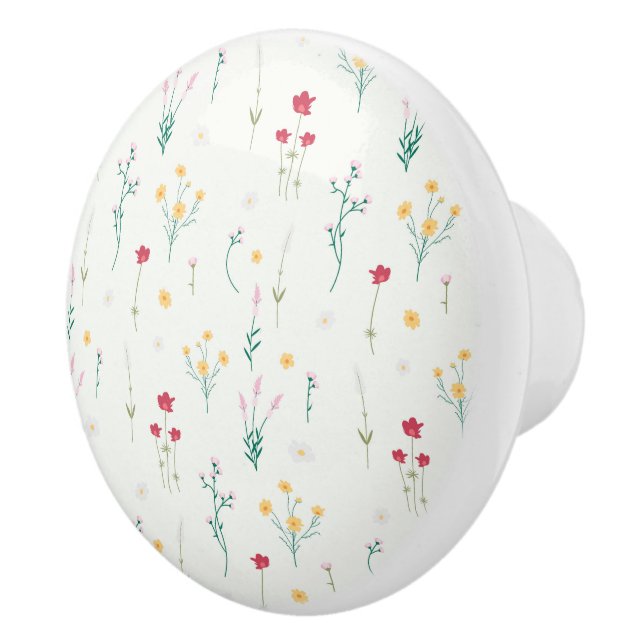 Bouton De Porte En Céramique Hibiscus Aquarelle Botanique Floraison transparent (Droite)