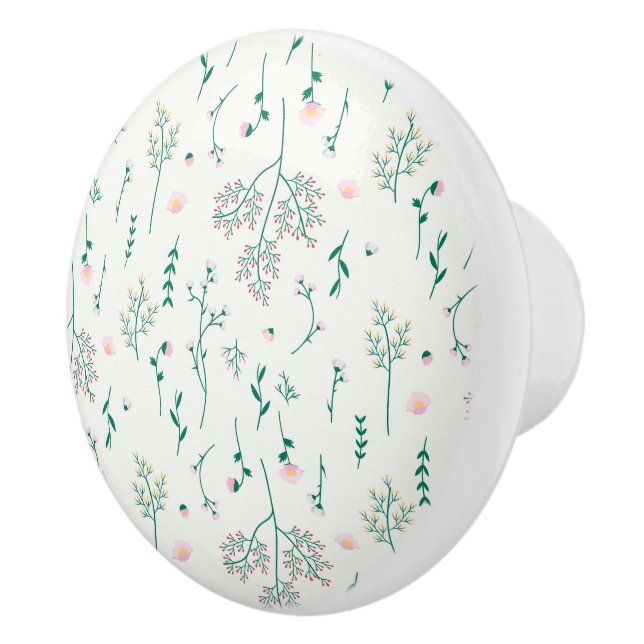 Bouton De Porte En Céramique Hibiscus Aquarelle Botanique Floraison transparent (Droite)