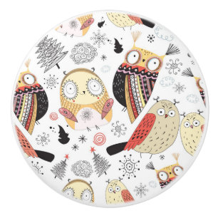 Bouton De Porte En Céramique Hibou drôle de texture