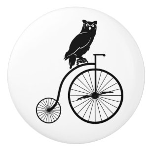 Bouton De Porte En Céramique Hibou sur le vélo vintage