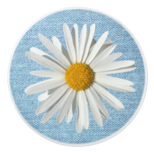 Bouton De Porte En Céramique Hippie Blanc Fleur Fleur Fleur Fleur Fleur Pale Bl