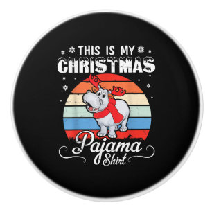 Bouton De Porte En Céramique Hippo Rétro C'Est Ma Chemise Pyjama De Noël
