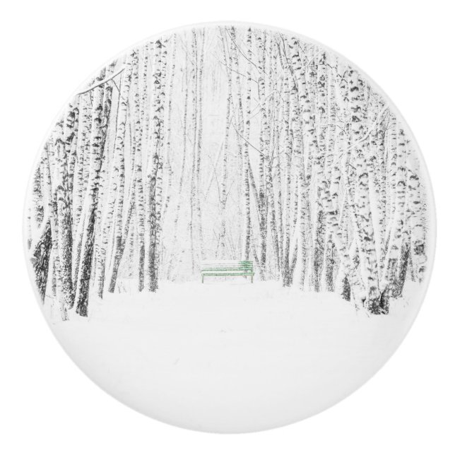 Bouton De Porte En Céramique Histoire de Noël blanche (Devant)