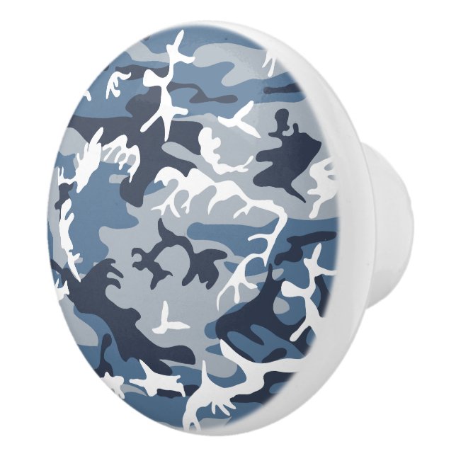 Bouton De Porte En Céramique Hiver Camouflage bleu neige, Militaire, Armée (Droite)