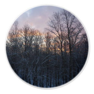 Bouton De Porte En Céramique Hiver Sunrise I Pastel Paysage naturel