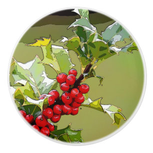 Bouton De Porte En Céramique HollyBerries 006