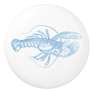 Bouton De Porte En Céramique Homard bleu