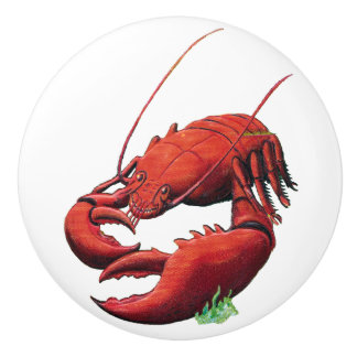 Bouton De Porte En Céramique Homard vintage avec le varech