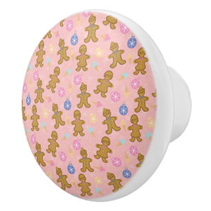 Bouton De Porte En Céramique Homme de pain d'épice, balles de Noël