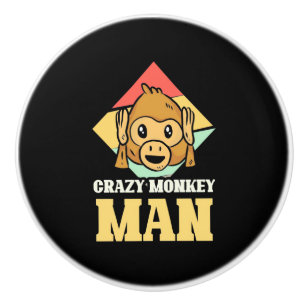 Bouton De Porte En Céramique Homme fou de singe