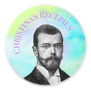 Bouton De Porte En Céramique Homme Steampunk sur turquoise vert violet texte pe