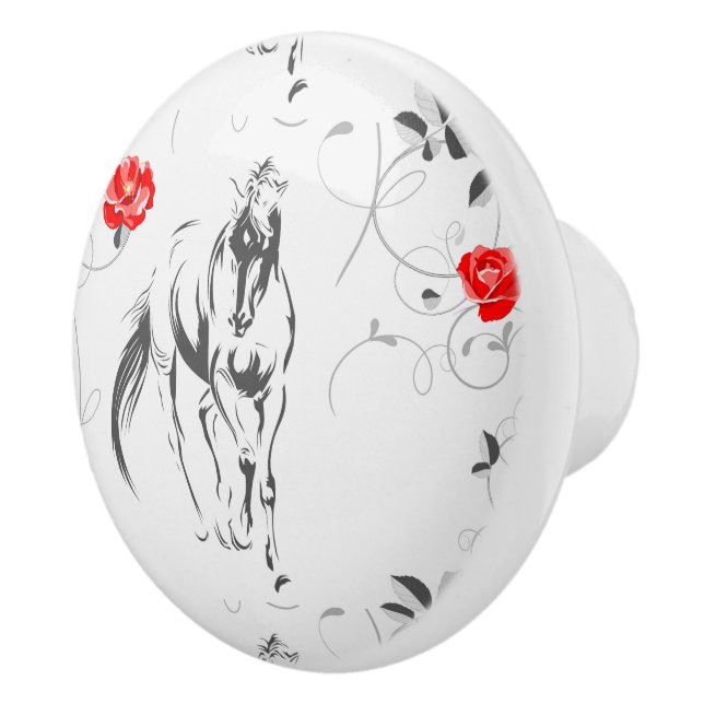 Bouton De Porte En Céramique Horse baroque Knob (Droite)