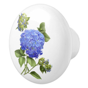 Bouton De Porte En Céramique Hortensias bleus