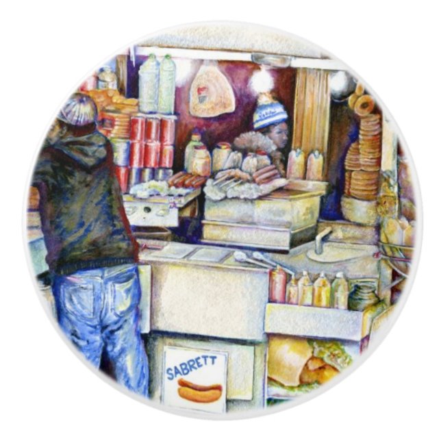 Bouton De Porte En Céramique Hot Dog God, New York City (Devant)