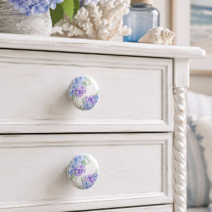 Bouton De Porte En Céramique Hydrangeas Aquarelles Floral Chic  