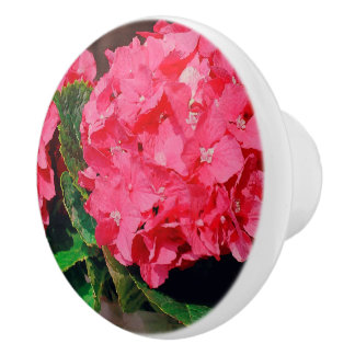 Bouton De Porte En Céramique Hydrangée rose