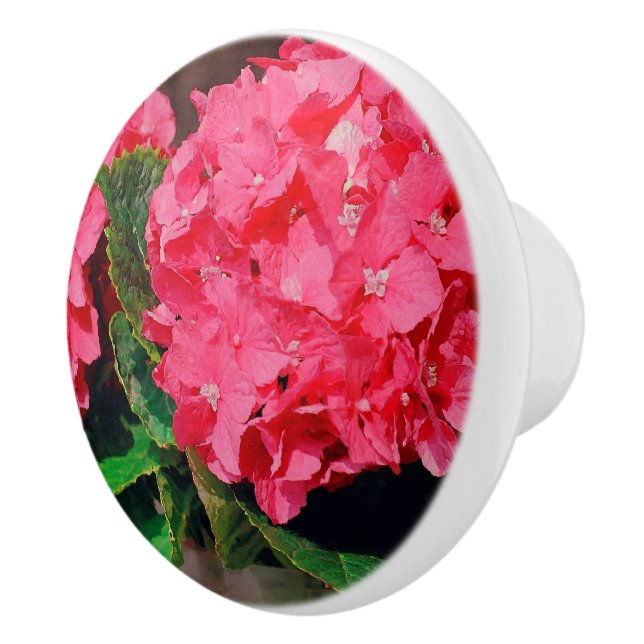 Bouton De Porte En Céramique Hydrangée rose (Droite)